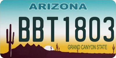 AZ license plate BBT1803