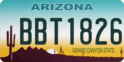 AZ license plate BBT1826