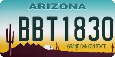 AZ license plate BBT1830