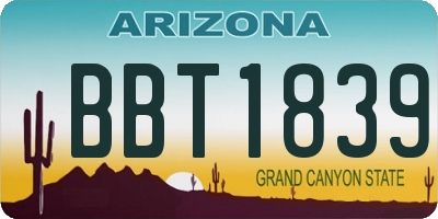 AZ license plate BBT1839