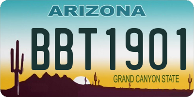 AZ license plate BBT1901