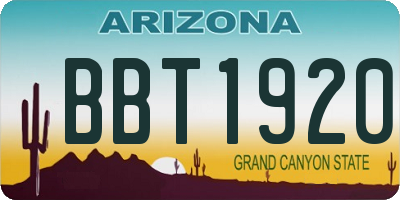 AZ license plate BBT1920