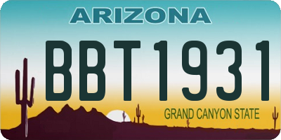 AZ license plate BBT1931