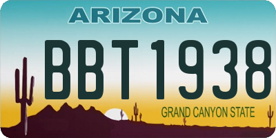 AZ license plate BBT1938