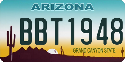 AZ license plate BBT1948