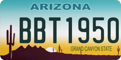 AZ license plate BBT1950