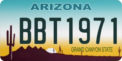 AZ license plate BBT1971