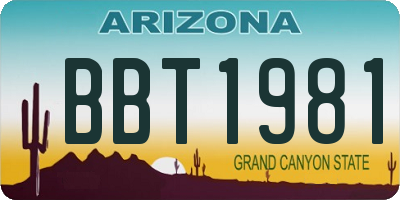 AZ license plate BBT1981