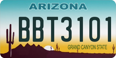 AZ license plate BBT3101