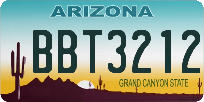 AZ license plate BBT3212