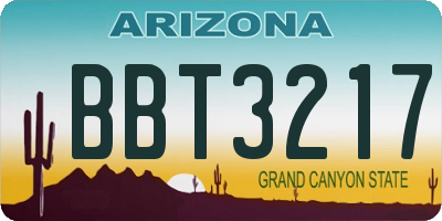 AZ license plate BBT3217