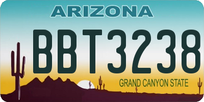 AZ license plate BBT3238