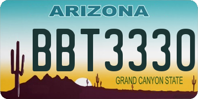 AZ license plate BBT3330