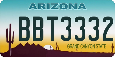 AZ license plate BBT3332