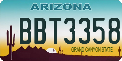 AZ license plate BBT3358