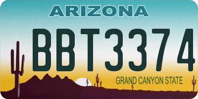 AZ license plate BBT3374