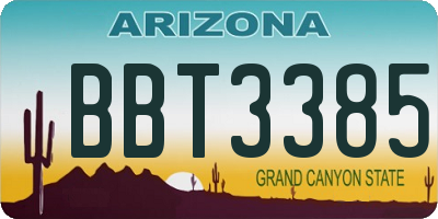 AZ license plate BBT3385