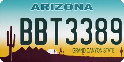 AZ license plate BBT3389