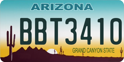 AZ license plate BBT3410