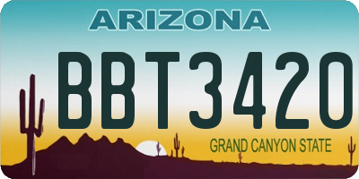 AZ license plate BBT3420