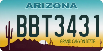 AZ license plate BBT3431