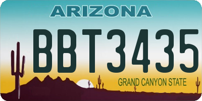 AZ license plate BBT3435