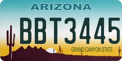 AZ license plate BBT3445