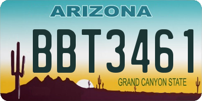 AZ license plate BBT3461