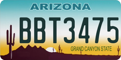 AZ license plate BBT3475