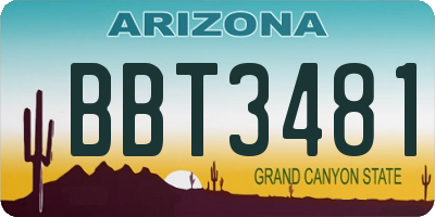 AZ license plate BBT3481