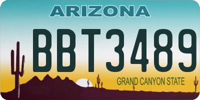 AZ license plate BBT3489