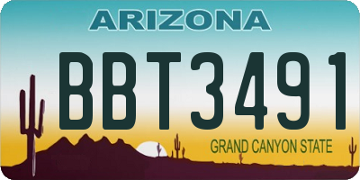 AZ license plate BBT3491