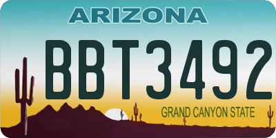 AZ license plate BBT3492