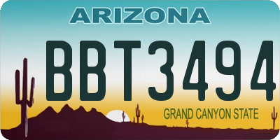 AZ license plate BBT3494