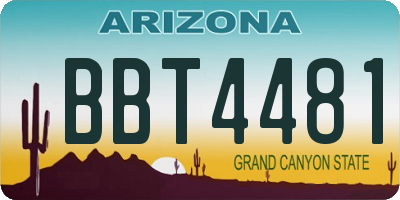 AZ license plate BBT4481