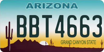 AZ license plate BBT4663