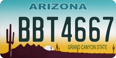 AZ license plate BBT4667