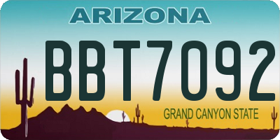 AZ license plate BBT7092