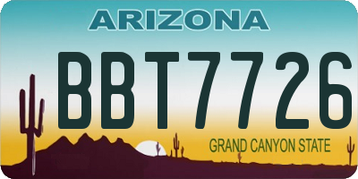 AZ license plate BBT7726