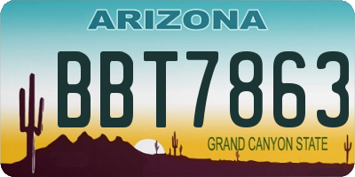 AZ license plate BBT7863