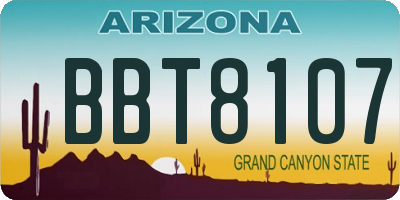 AZ license plate BBT8107