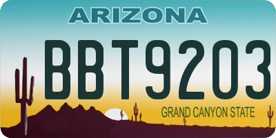 AZ license plate BBT9203