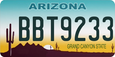 AZ license plate BBT9233