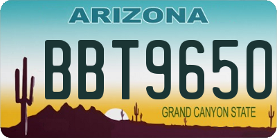 AZ license plate BBT9650