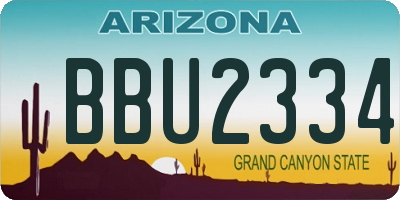 AZ license plate BBU2334