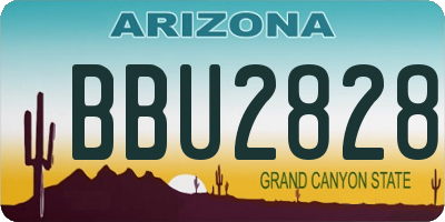 AZ license plate BBU2828
