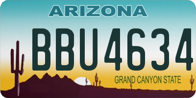 AZ license plate BBU4634