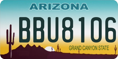 AZ license plate BBU8106