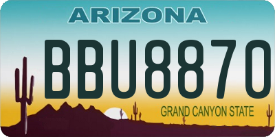 AZ license plate BBU8870