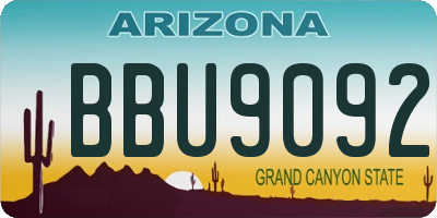 AZ license plate BBU9092